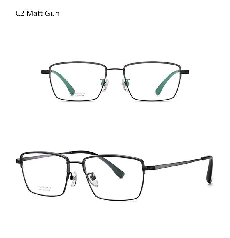 Ralferty Men's Full Rim Square Brow Line Titanium Eyeglasses 92031 Detail View