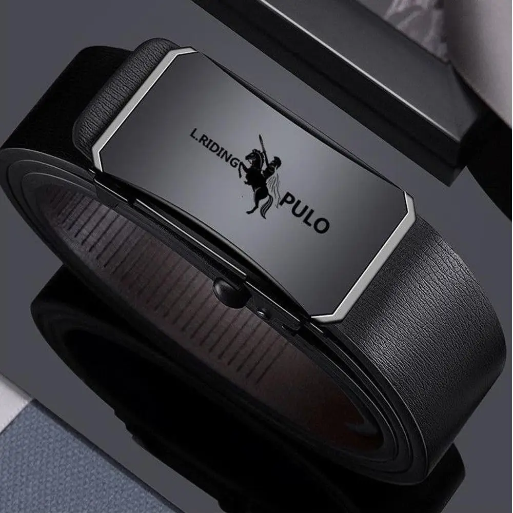 Casual Luxury Design Business Leather Belt Metal Man Automatic Buckle Belt Waist Strap