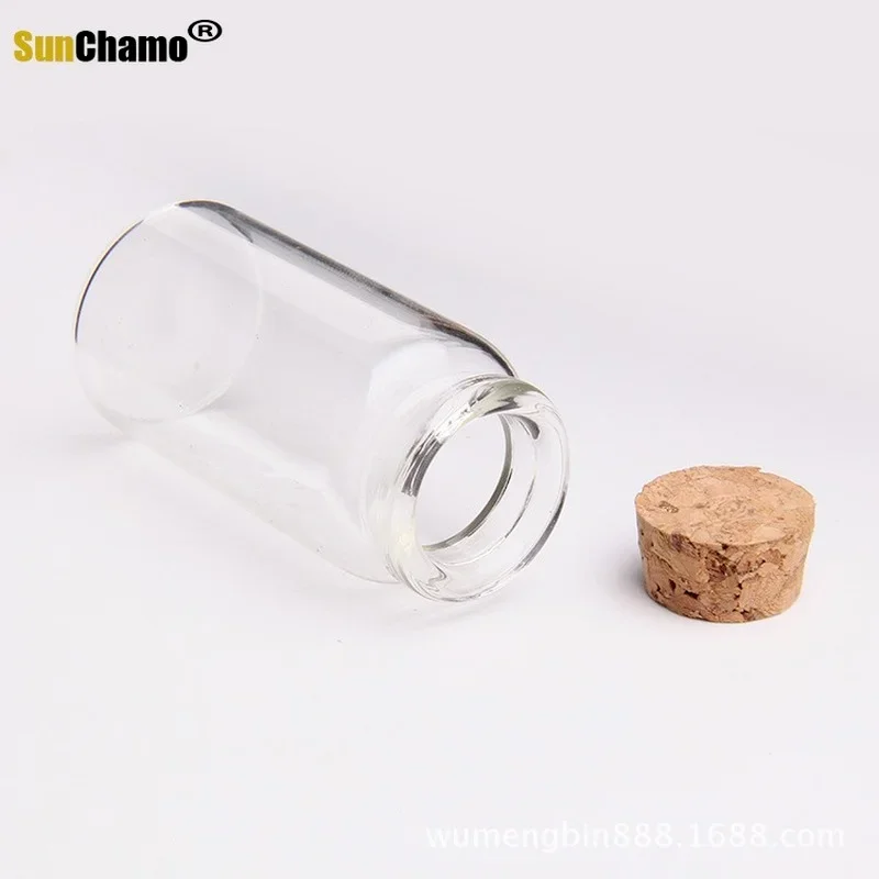 30x60mm Empty Clear Glass Bottles Jars Vial 5pcs with Cork Stopper for DIY Wish Message Sample Perfume Container 25ml
