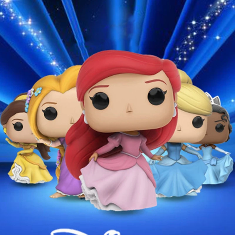 Figura de Ação Funko Princesa Pop para Crianças, Ariel #220, Bela #221,  Cinderela #222, Rapunzel #223, Tiana #224, Merida #324, Novo Presente