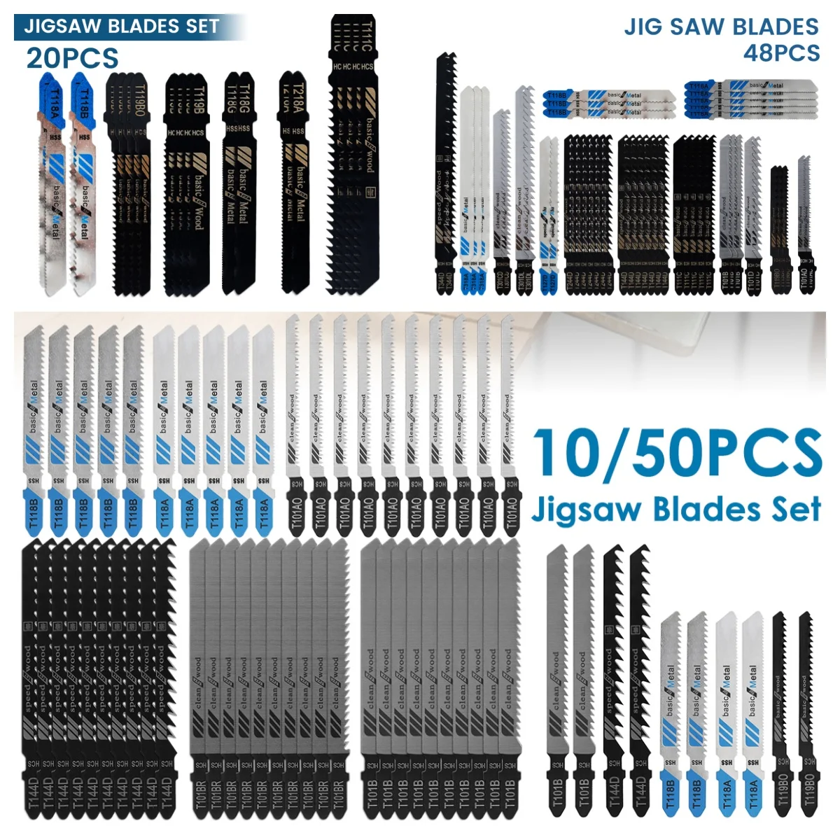 10 50 Pz Lame Per Seghetto Alternativo Con Albero A T HCS Lame Per 10-50-pz-lame-per-seghetto-alternativo-con-albero-a-t-hcs-lame-per