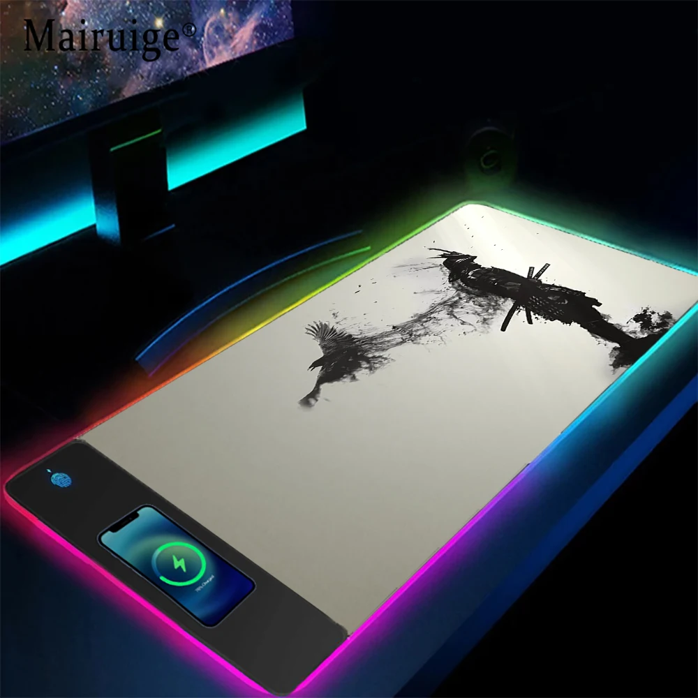 Mairige-samurai Hannya Gaming Mouse Pad pc Mouse Mat Gadgets Japoneses Cool Acessórios de Escritório para Homens xl Carregamento sem Fio - Imagem 6