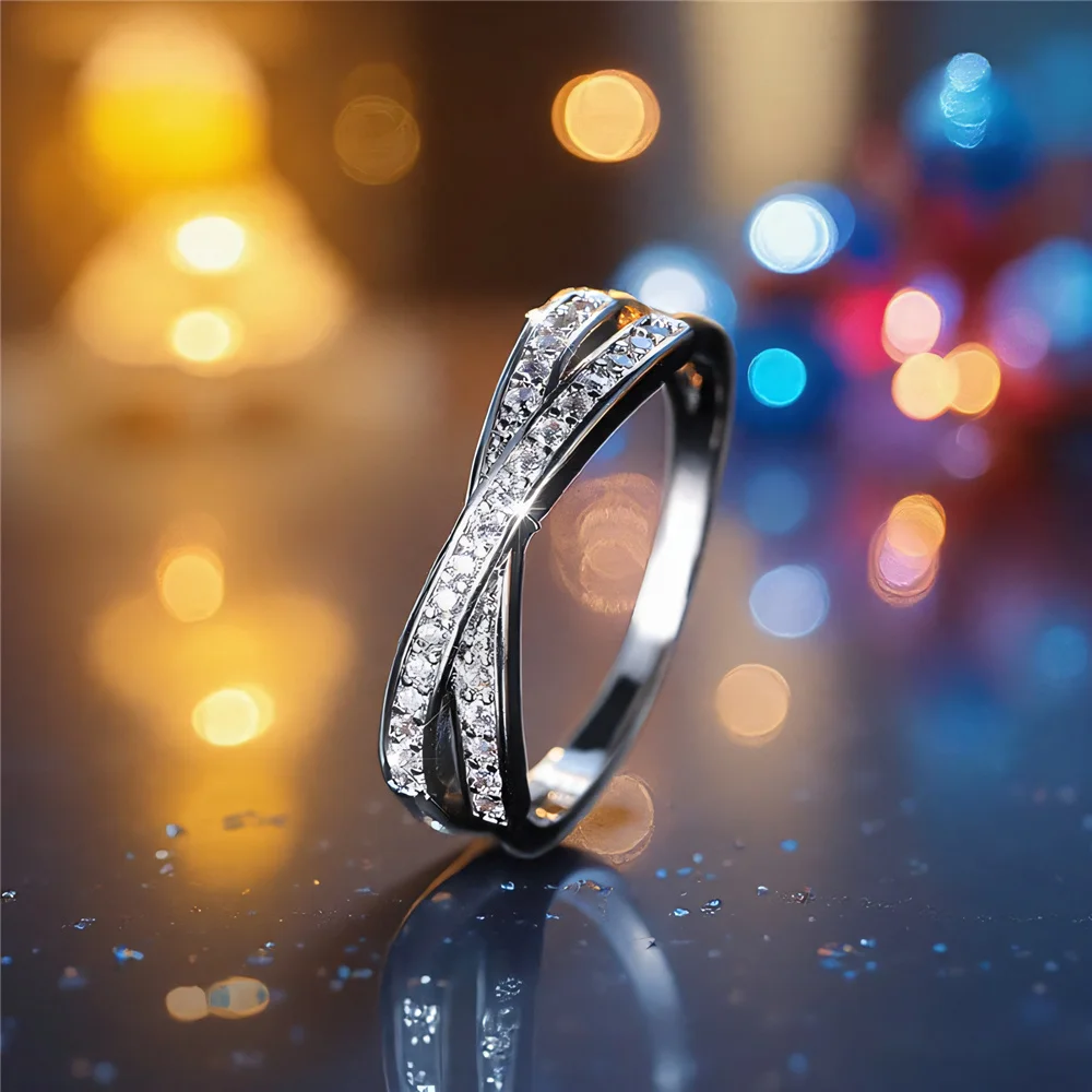 Engagement Rings Cute Female Small White Zircon Stone Ring Silver Color Cross Engagement Charm Wedding Jewelry For Women
