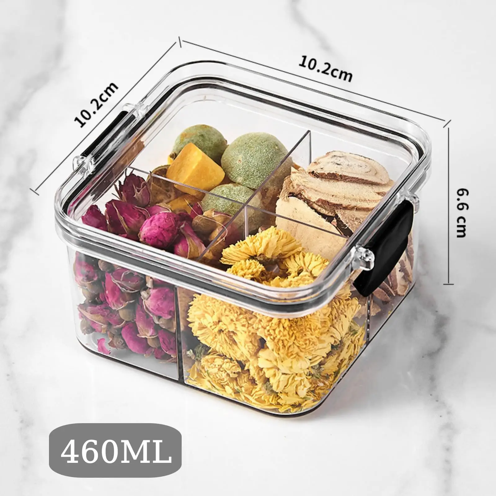 4 Pack Airtight Food Storage Containers Storage Boxes Storage Tank with Lids Divided Storage Containers  460ML 3