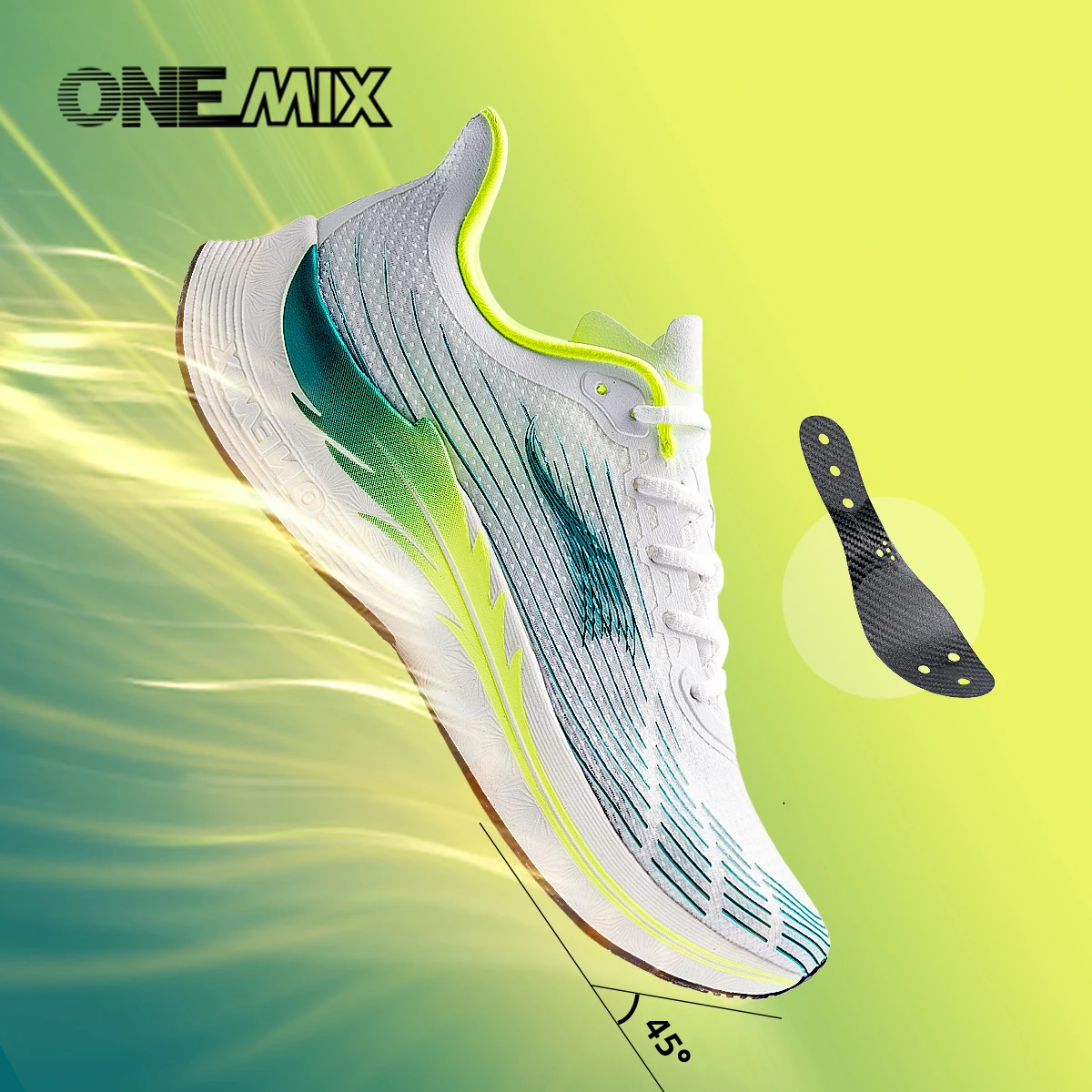 Onemix Carbon Plaat Racing Loopschoenen Ademend Sneaker Nieuwe Professionele Marathon Kussen Sneakers Sport Schoenen