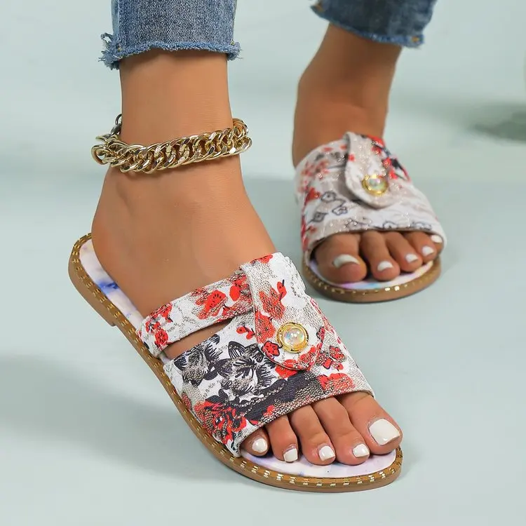 Slippers Women Sandals Summer Greek Style Boho Folk custom Ladies Flat Shoes Casual Breathable Comfortable Beach