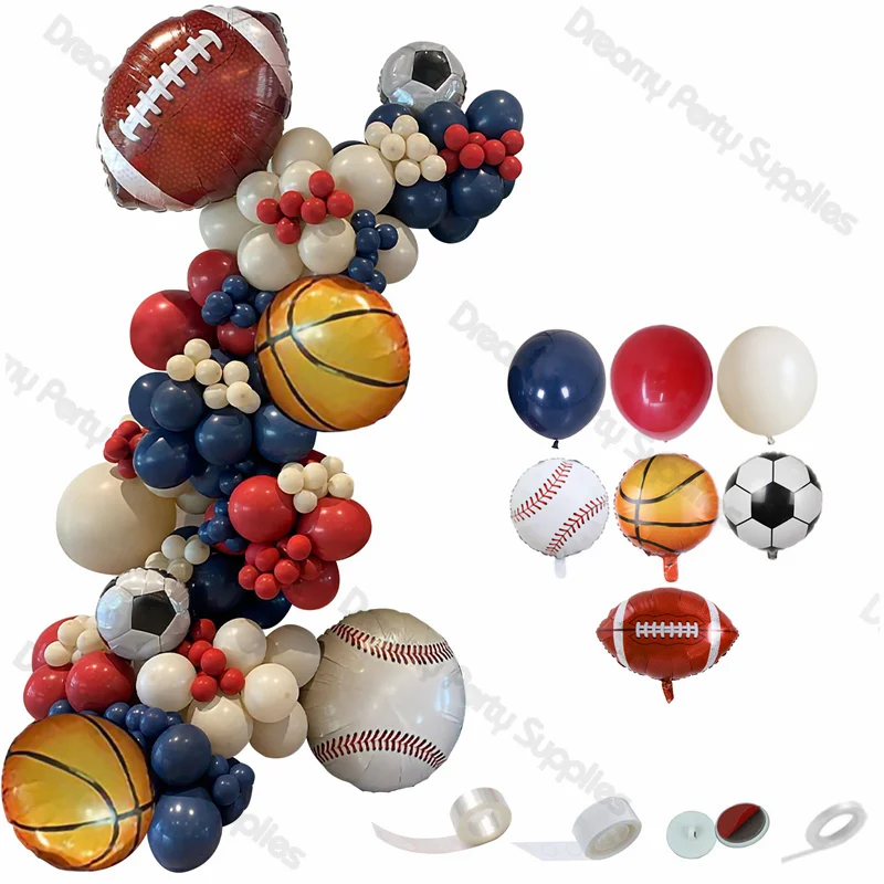 Sports Theme Birthday Decorations, Sports Colorful Balloons Garland Arch  Birthday Backdrop Soccer Baseball Foil Balloons for Sports Party Boys  Sports