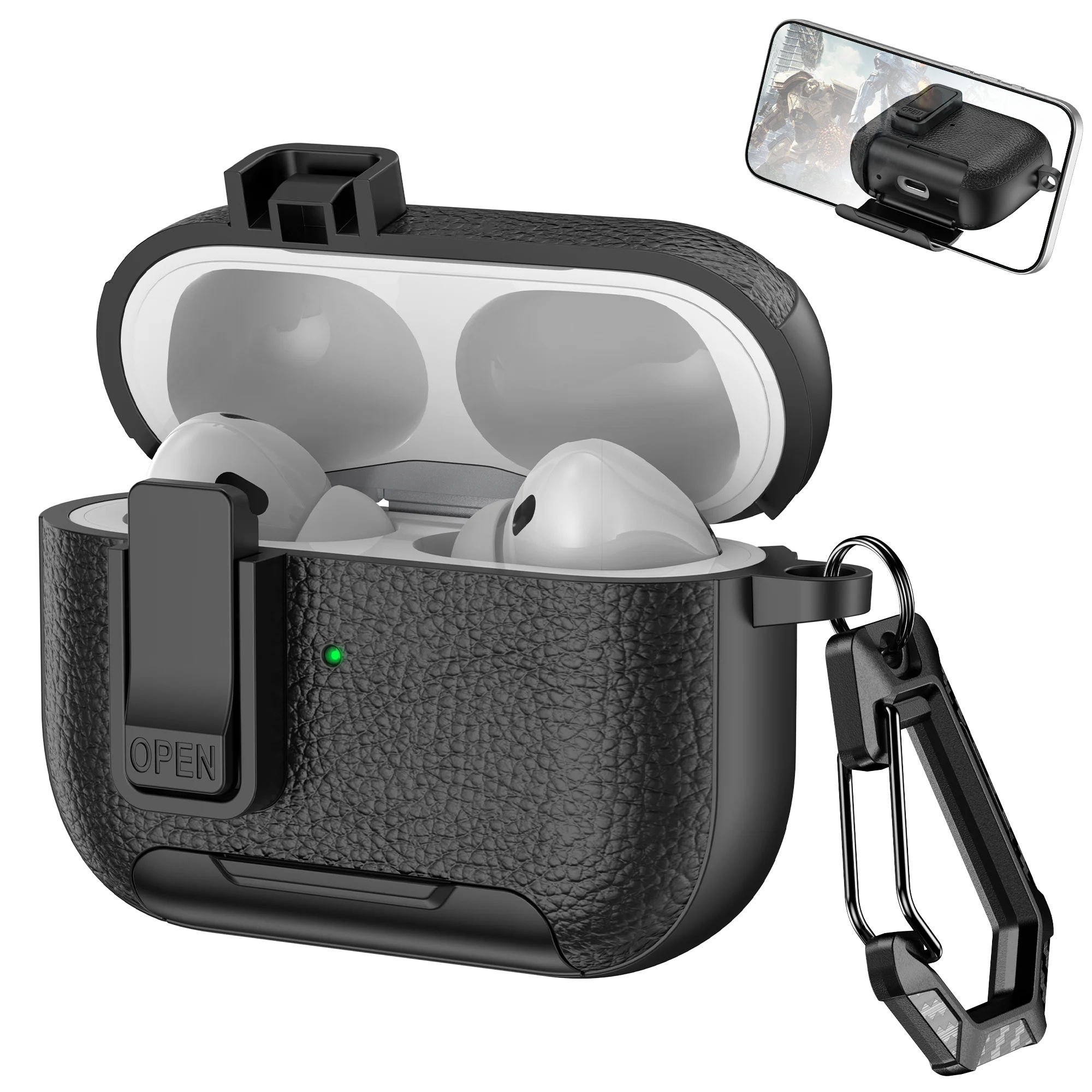 Versatile Bluetooth Headset Case with Hook and Phone Holder Feature