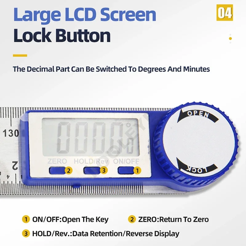 Electronic Angle Meter 360 Degree Protractor Digital Goniometer Carpentry Tools Angle Finder Multifunctional Metal Square Ruler digital angle protractor digital angle meter