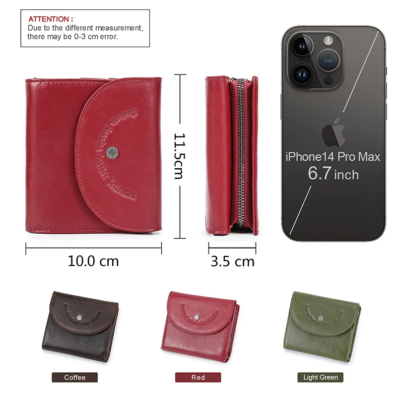 Contact'S Small Wallet Women Genuine Leather Cowhide Fashion Ladies Wallets Zipper Cute Coin Purse for Woman