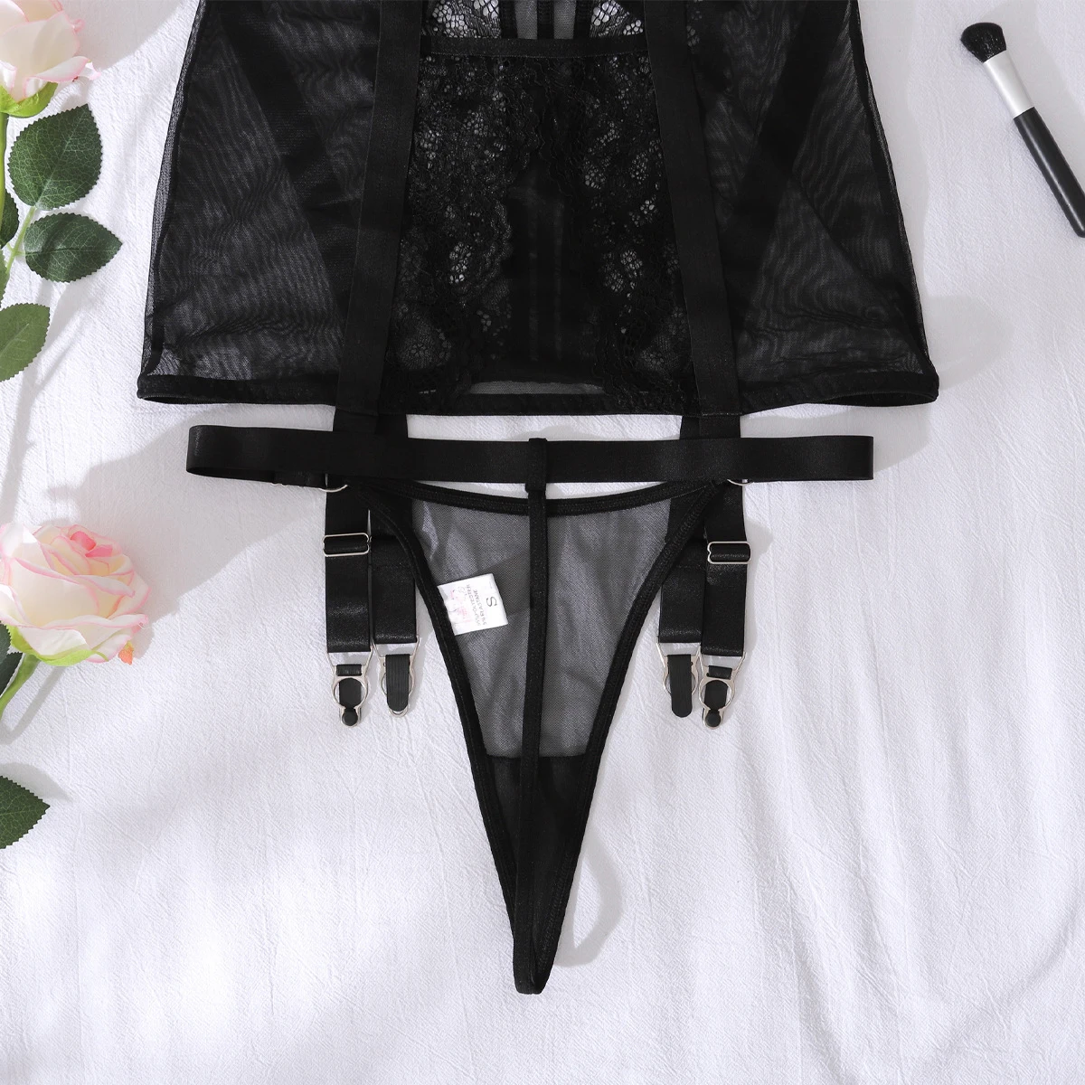 lace corset lingerie set side view