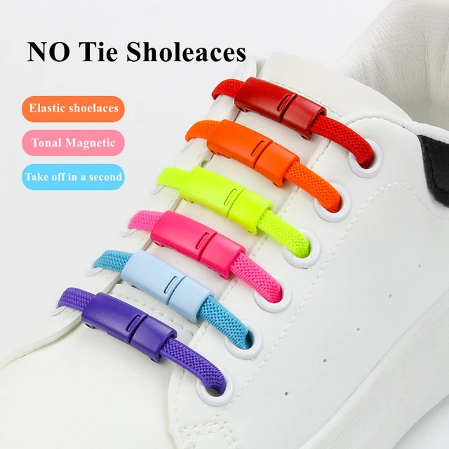 10 Colors Flat Shoe Laces For Sneakers No Tie Shoelaces Elastic Metal  Buckle Lock Men and Women Leisure Lazy Shoes Lace - AliExpress