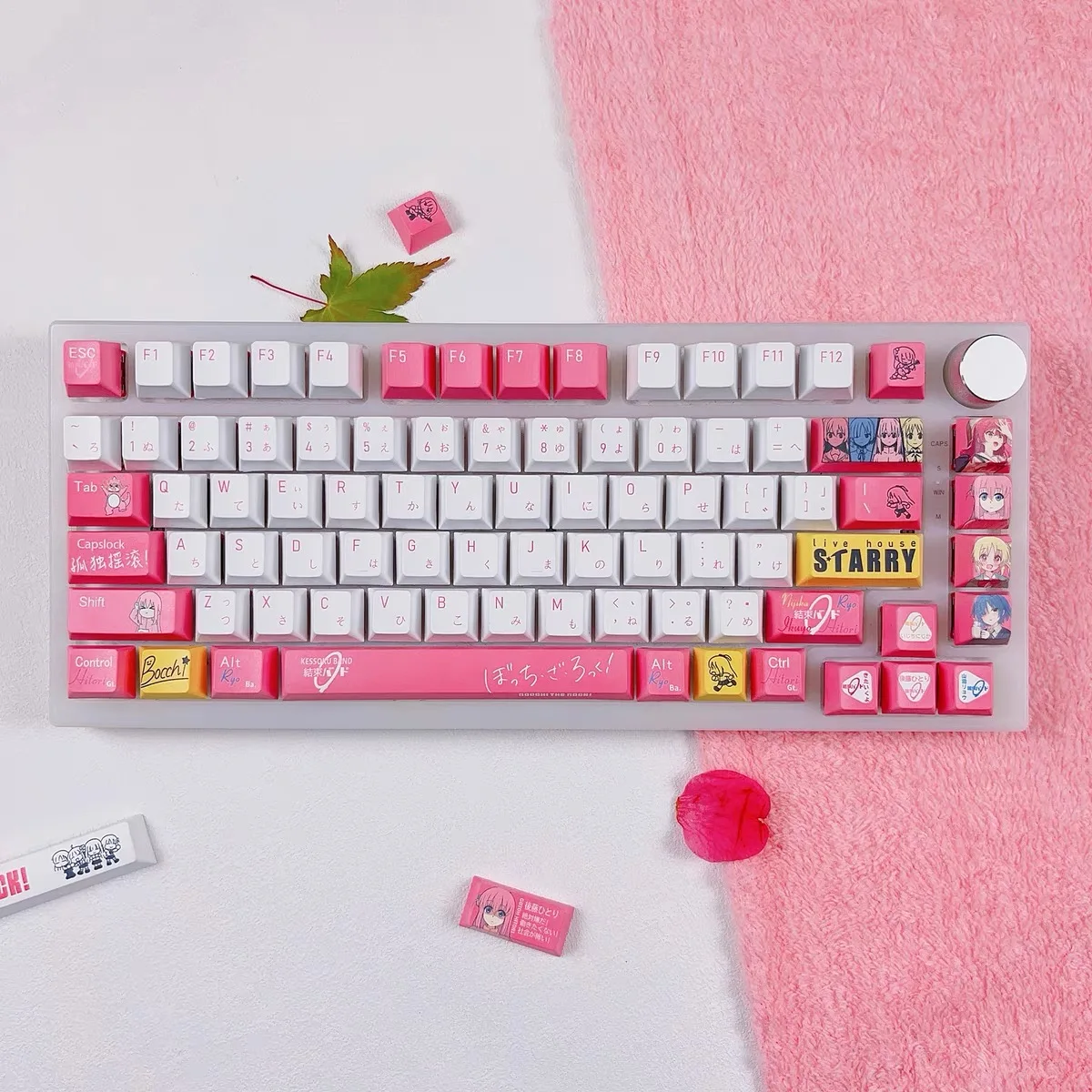 Cartoon Gaming Key Caps para Layout Ansi Pbt Dye-subbed Keycaps Anime Keycaps Hunchi The Rock 138 Chaves Anime Rosa