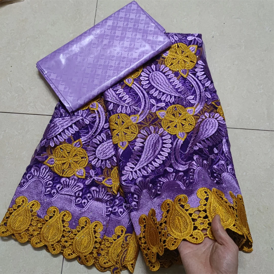 2022 High Quality African Lace Fabric With Stones African Embroidery Guipure Lace Fabric For Nigerian Net Lace Women Dress 