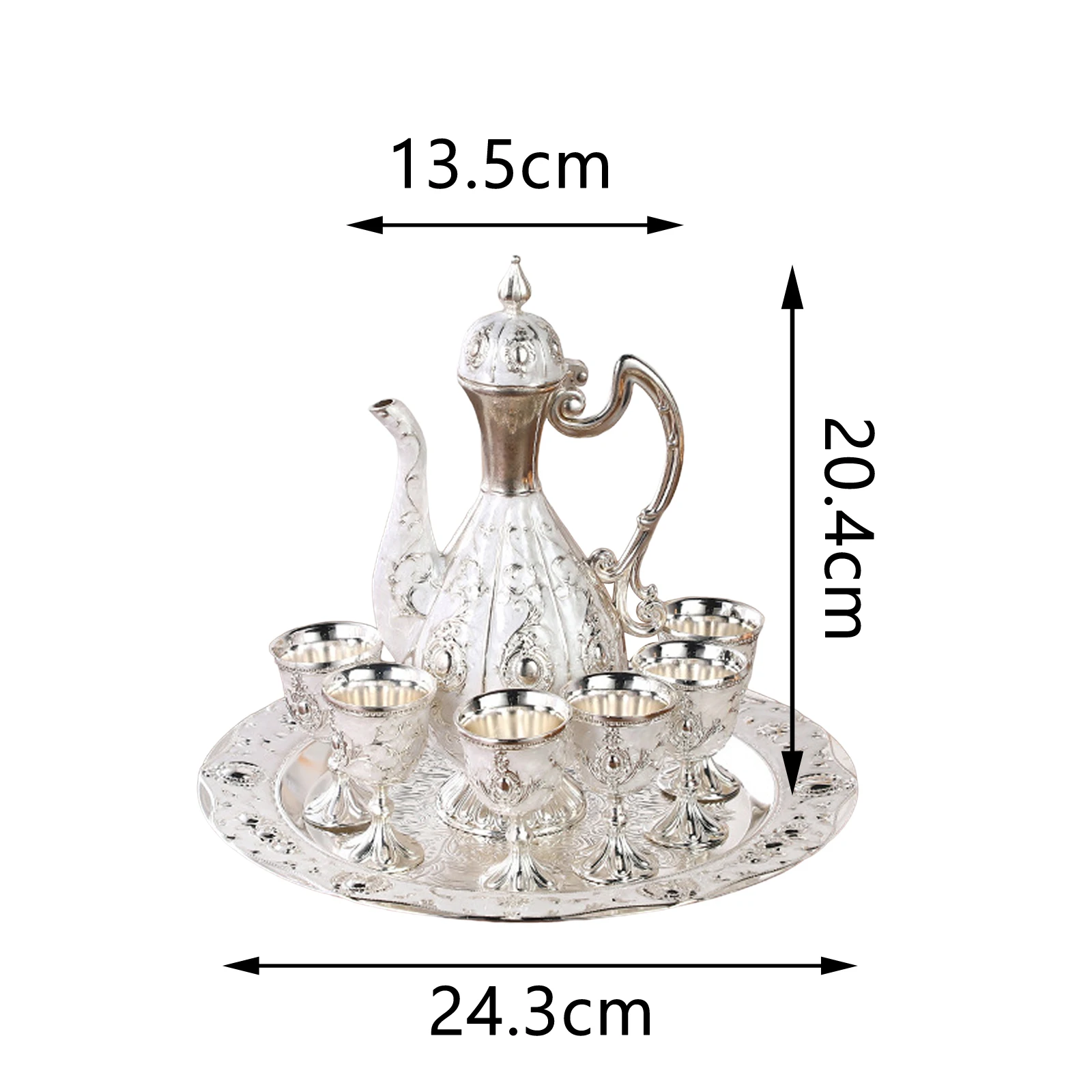 Vintage Turkish Coffee Pot Set for 6 Including Tray and Teapot