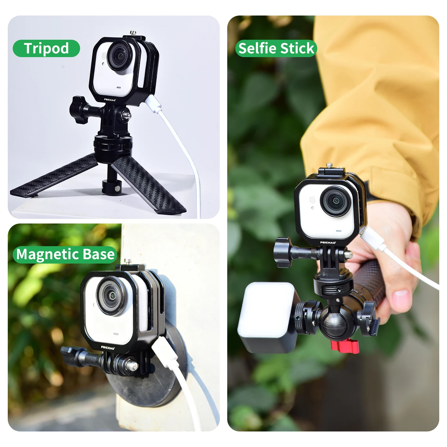 Insta360 울트라 썸 카메라 액세서리용 보호 프레임 카메라 충전 케이스 알루미늄 합금 케이지(1/4 나사 구멍 어댑터 포함)