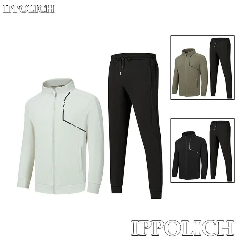 Vêtements de sport décontractés en plein air printemps automne hommes col montant vêtements de sport à manches longues deux pièces hommes Fitness vêtements de sport d'équitation 1 Vêtements de sport décontractés en plein air printemps automne hommes col montant vêtements de sport à manches longues deux pièces hommes Fitness vêtements de sport d'équitation 1