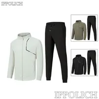 Vêtements de sport décontractés en plein air printemps automne hommes col montant vêtements de sport à manches longues deux pièces hommes Fitness vêtements de sport d'équitation 1