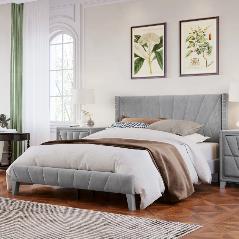 Contemporary velvet 2024 upholstered bed