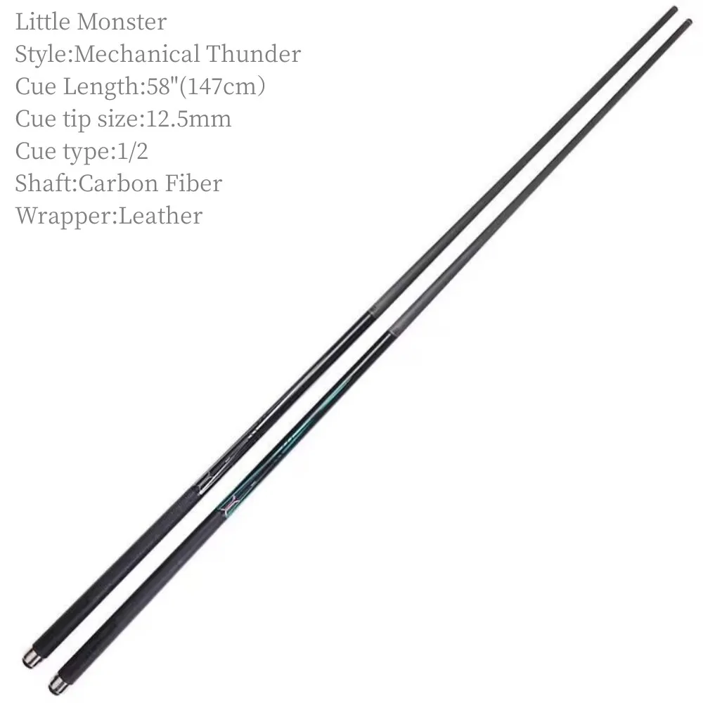 리틀 몬스터 탄소 섬유 에너지 당구 큐 스틱, 기계식 썬더, 58 인치, 12.5mm