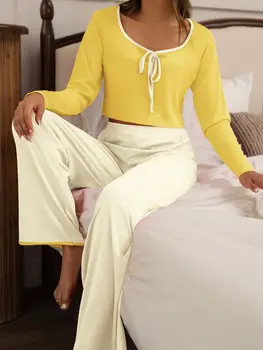 بيجامة للنساء ملابس منزلية أطقم بناطيل بيجاما ملابس نوم نسائية طقم بيجامات قمصان نوم ملابس منزلية نسائية بدلة نوم Pj 4