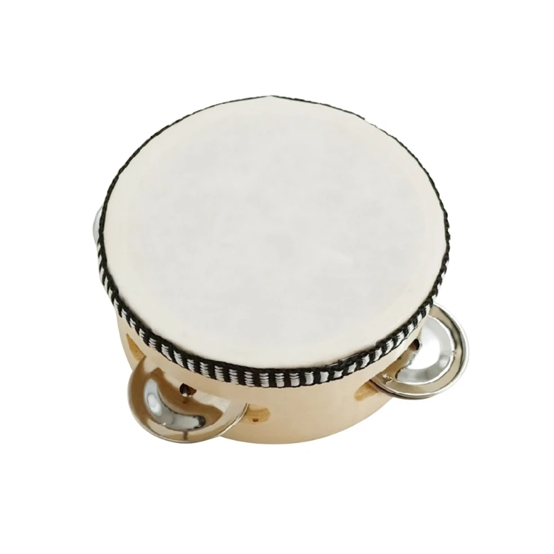 Hand Held Drum Bells Birch Metal Jingles Percussion Gift Musical Educational Instrument for Party wooden hand bells