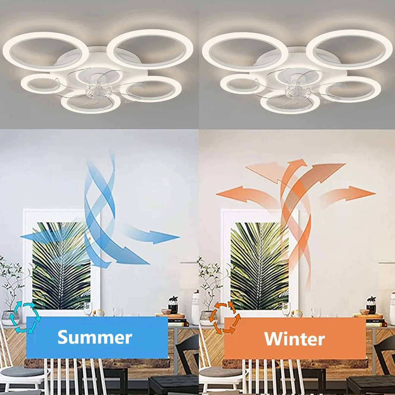 Ceiling Fan Led Ceiling Fan Lights Electric Fan Led Fan Light Led Ceiling Lights Electric fan with light ring ceiling fan light living room dining room remote control app dimmable ceiling LED
