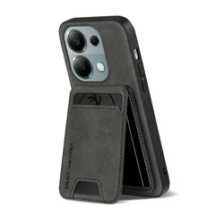 Sleek Leather Wallet Phone Case with Card Slot Bracket for Redmi Note10 10S 4G (Black)