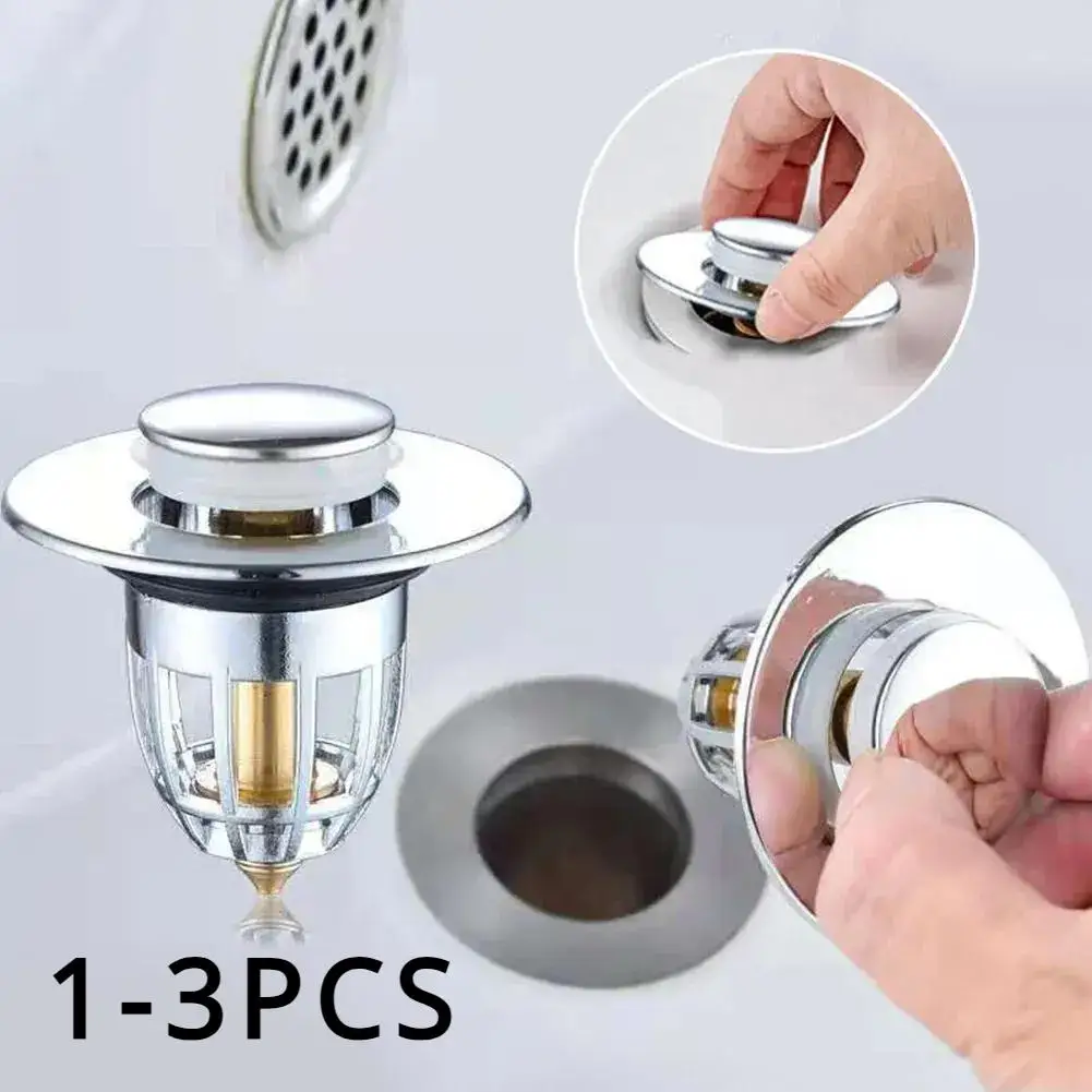 Bathroom Sink Plug Shower Drain Plug Washbasin Leak Plug Sink Drain Strainer Shower Sink Strainer Bathtub Stopper Basin Drain Cover Sink Hole Cover Bathroom Water Stopper Drain Seal Plug 1-3PCS Bathroom shower sink filter plug hair sink filter kitchen bathtub plug rebound press