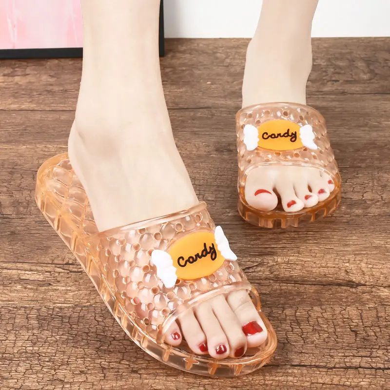 Women's Summer Slippers Crystal Bathroom Home Interior Jelly Plastic Non-slip Lady Transparent Zapatos Para Mujer