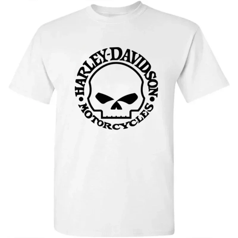 Harley-Davidson Men's Summer T-shirt Letter Skull Pattern Printed Solid Color Round Neck Solid Color Fashion Casual T-shirt 2