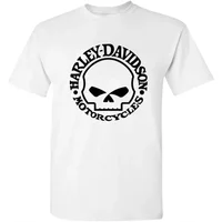Harley-Davidson Men's Summer T-shirt Letter Skull Pattern Printed Solid Color Round Neck Solid Color Fashion Casual T-shirt 2