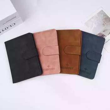 Porta passaporto/porta biglietti in pelle PU, leggero e portatile, design con più scomparti, portafoglio da viaggio per passaporto