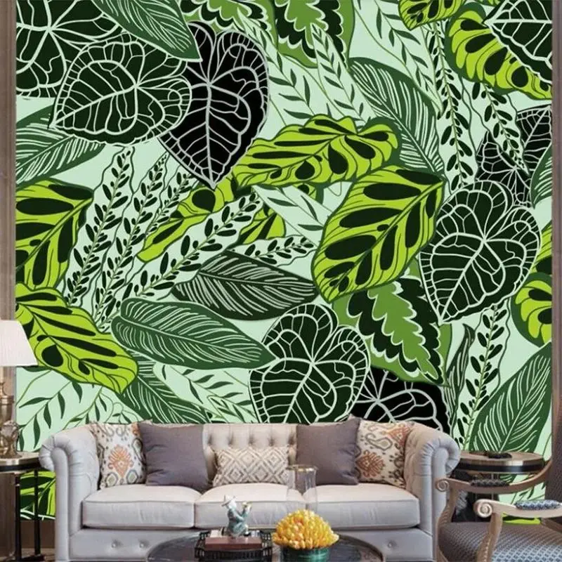 

Обои на заказ 5d в стиле ретро, тропический лес, пальма, банан, листья, фоновая стена для гостиной, 28d декоративная роспись, 68d обои