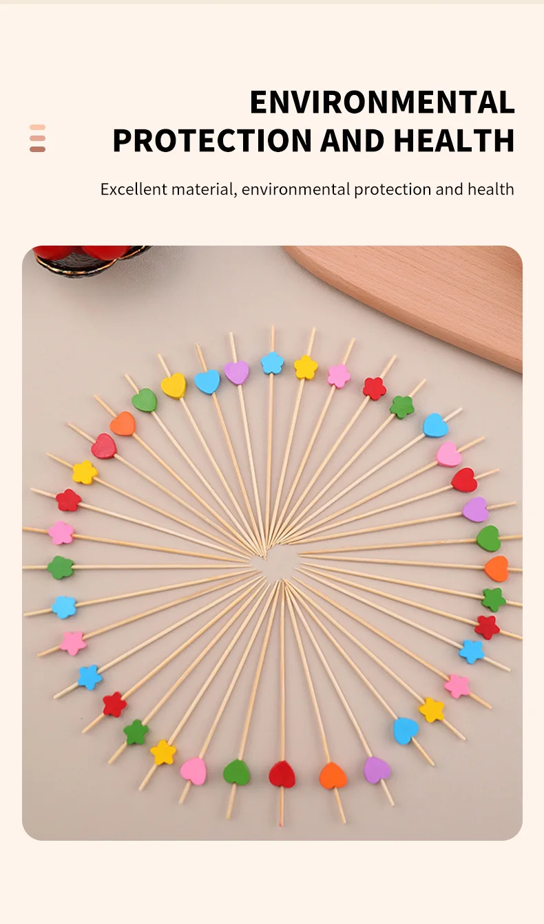 100 Stück Einweg-Bambusstäbchen mit Perlen-Cocktailstäbchen, Buffet-Obstgabeln für Hochzeit, Geburtstag, Party, Dekoration, Küchenutensilien – Detail 3