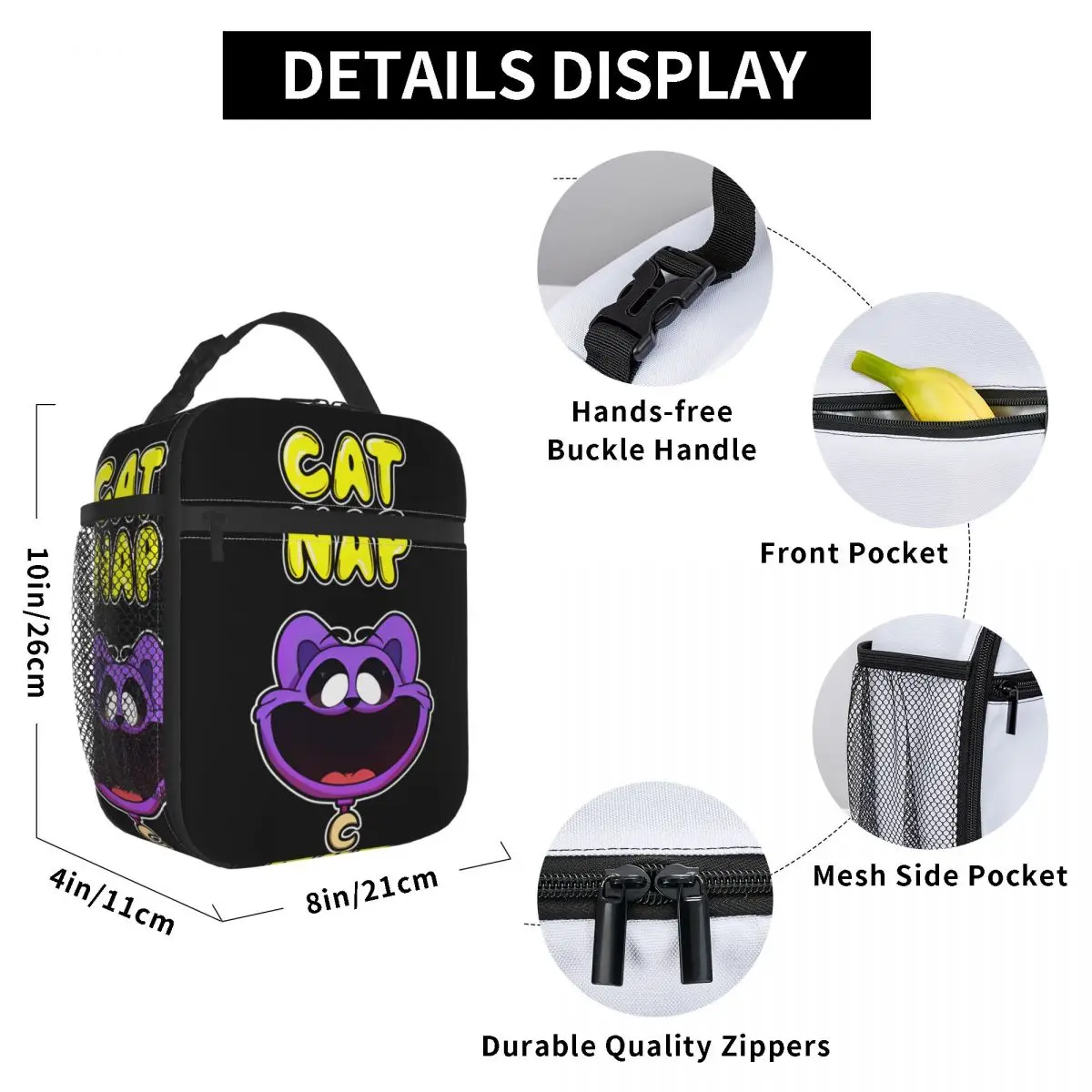 Insulated Lunch Bag Catnap Smiling Critters Face Merch Lunch Food Box Fashion Cooler Thermal Bento Box For School