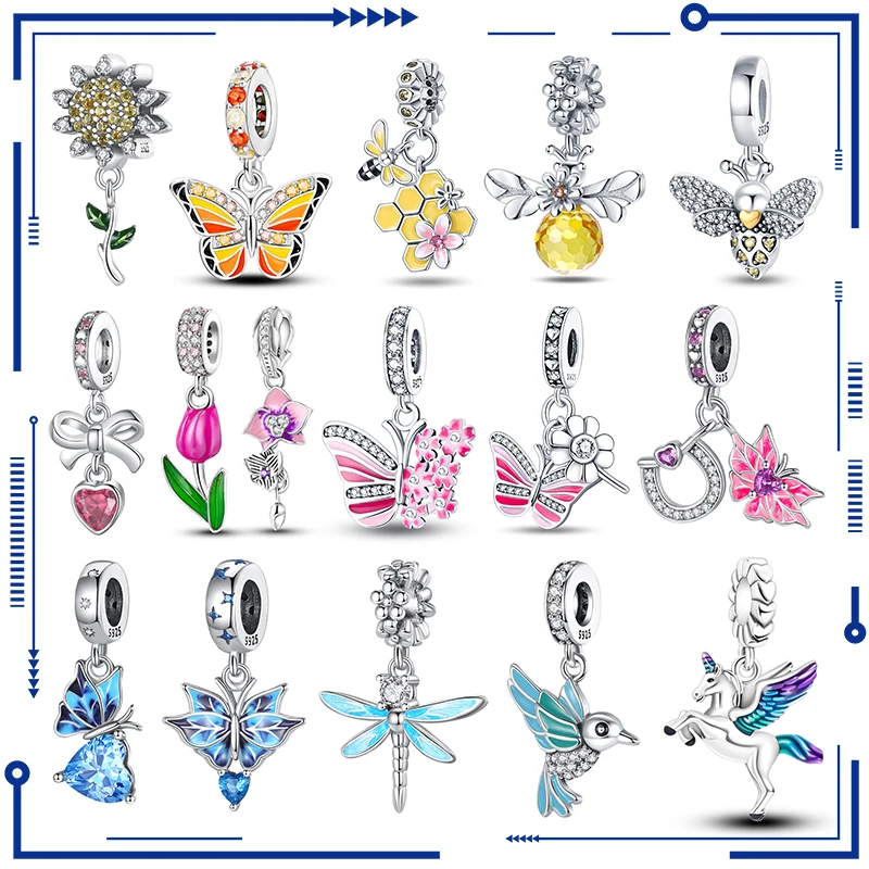 

2023 Chinese New Year New in Butterfly Bee Charm Beads Fits Pandora Bracelet Women 925 Sterling Silver Pendant Bead DIY Jewelry