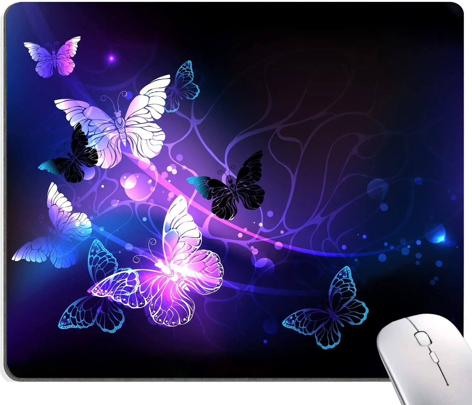 

Purple Butterfly Mouse Pad Cute Waterproof Mouse Mat Non-Slip Rubber Base Computer Mousepad for Women Office Laptop Desk Decor