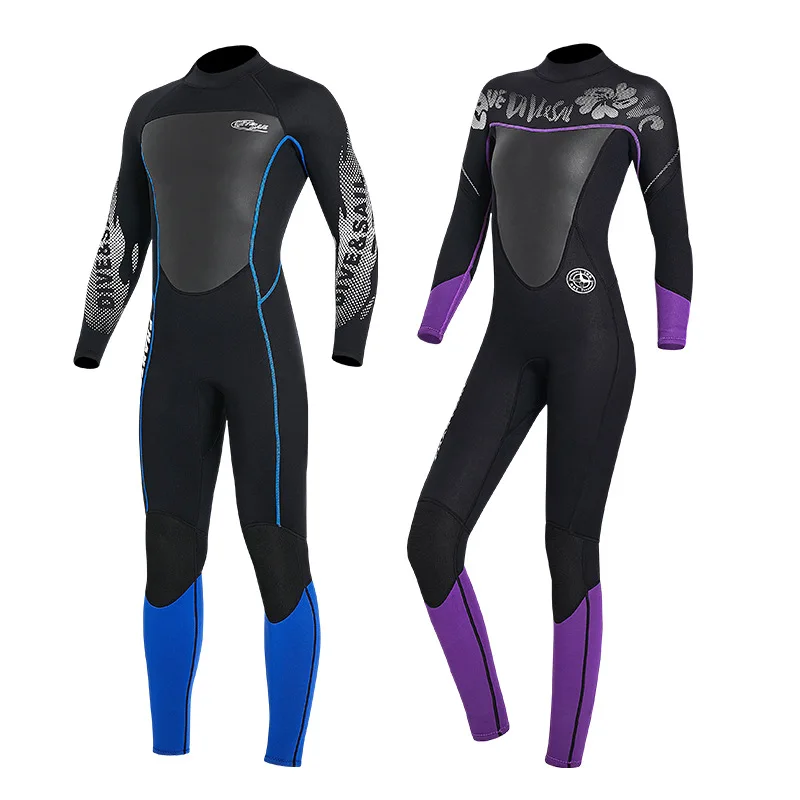 3MM Neoprene One-Piece Thick Warm Wetsuit Men Women Long Sleeved Cold-Proof Surfing Suit Snorkeling Swimming Jellyfish Suit