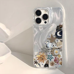 Celestial Gold Pink Blue Star & Moon Planet Phone Case Cover - Galaxy S20 FE 5G (Clear - YYDSY3000)