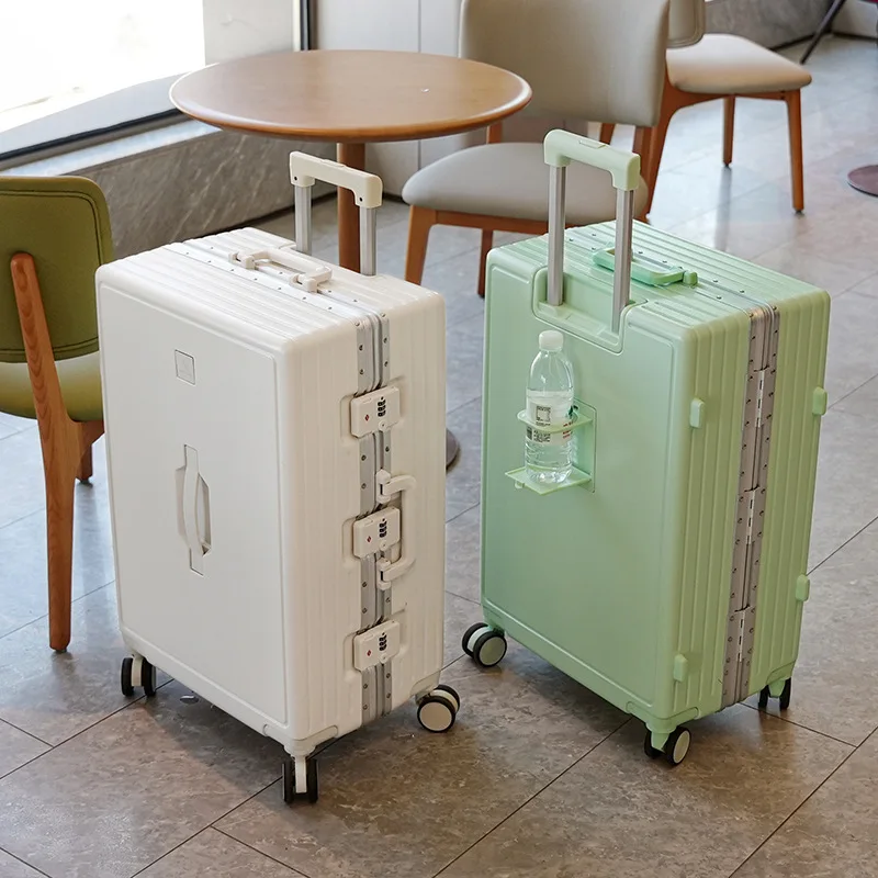 Trip Cabin Aluminium Frame Luggage Carrier With Cup Holder And Rotating Mute Wheels Lightweight Medium Size Suitcase_voghion.com
