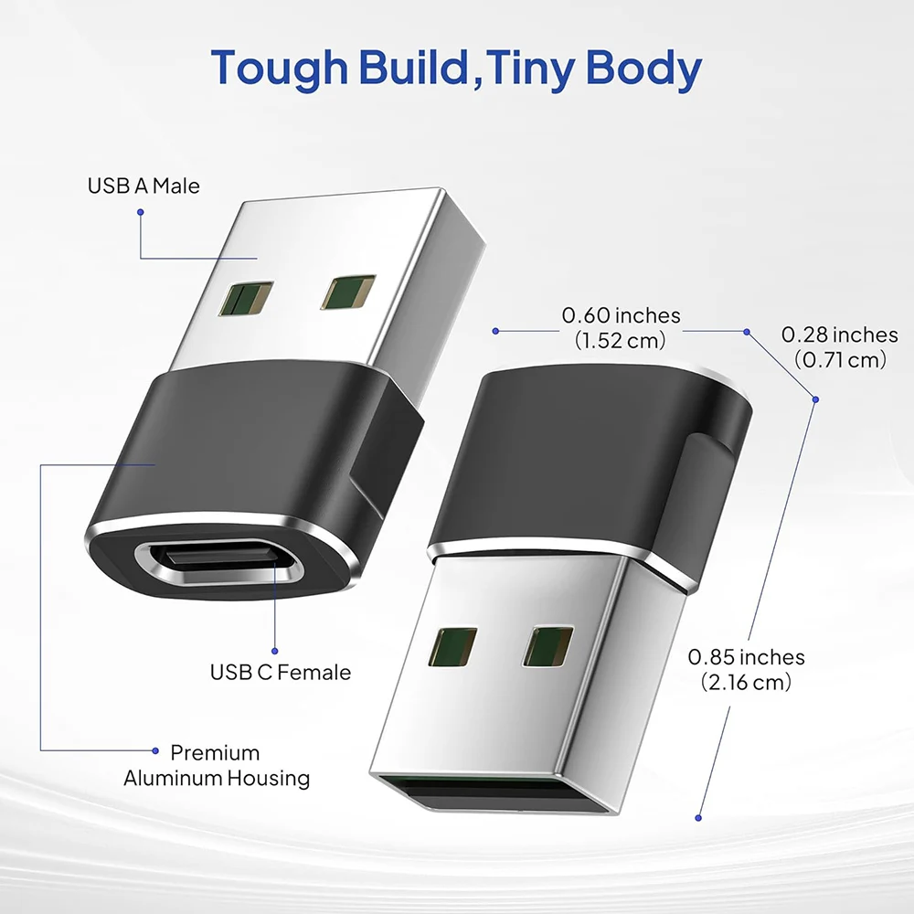 5팩 USB 2.0 to Type C 어댑터 USB C 암-USB A 수 충전 컨버터 OTG 어댑터 (아이폰, 아이패드, 삼성 호환)