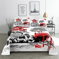 Japan Style 0.9/1.2/1.5/1.8/2.0m Fashion Digital Printing Polyester Bed Flat Sheet With Pillowcase For Woman Bedding Set 1