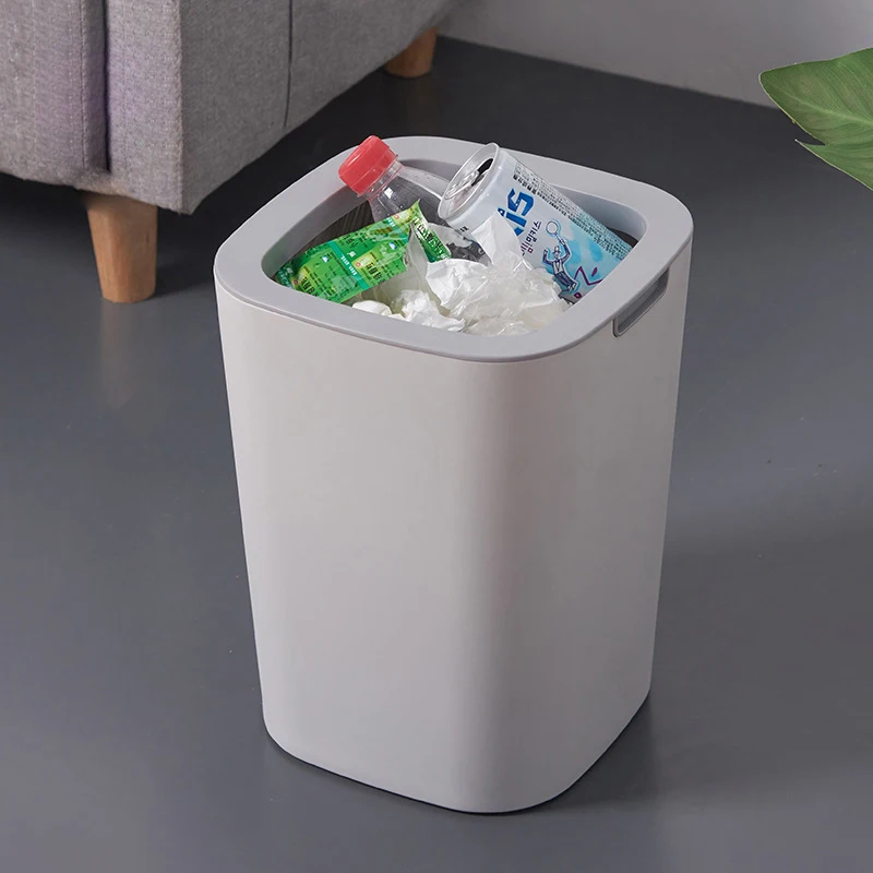 

Trash can household living room bathroom kitchen office plastic coverless trash can with pressure ring waterproof thickening kit