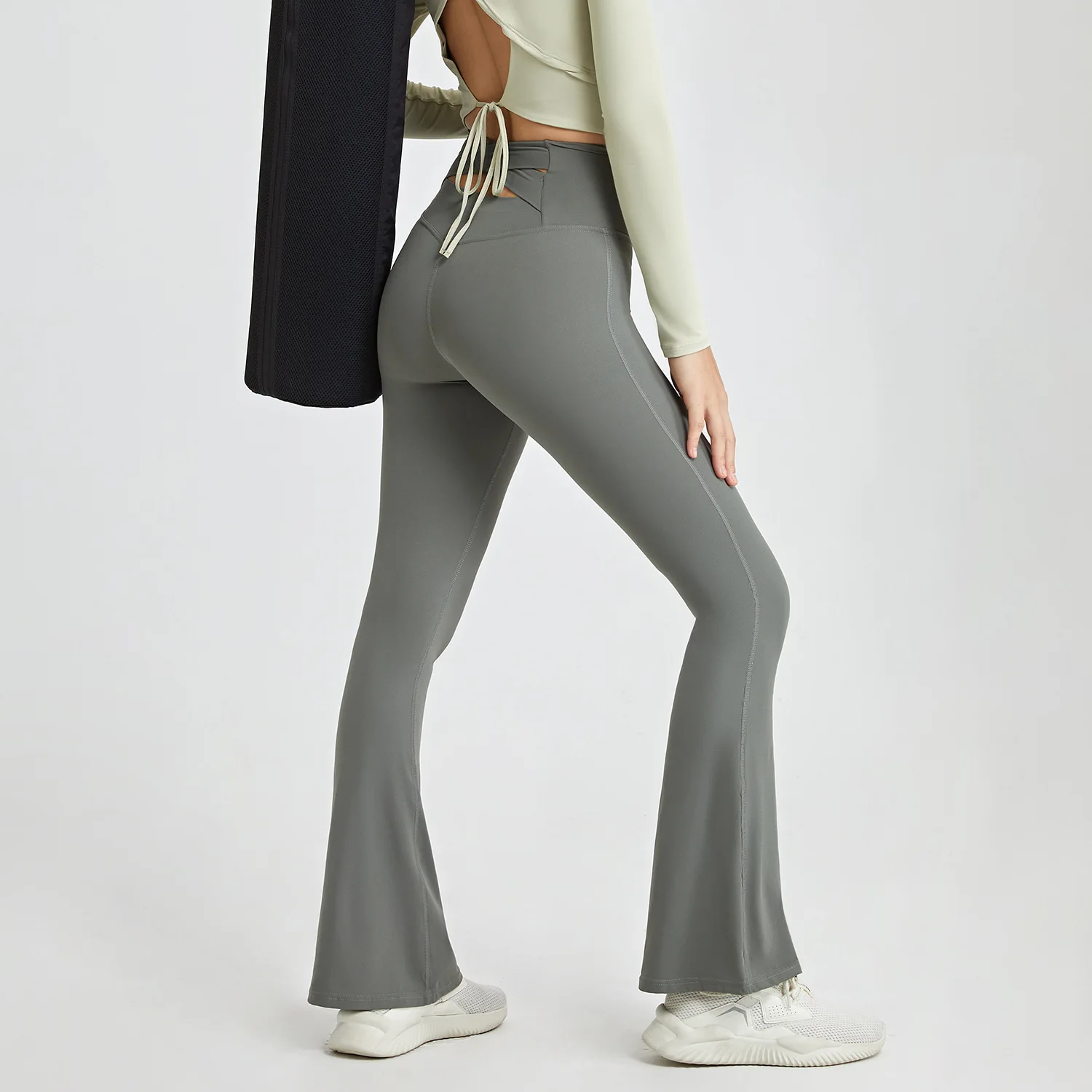 Women Yoga Pants High Stretch Sports Flared Pants Tight-fit Slimming High Waist Hip-lifting Fitness Pants Casual Pants