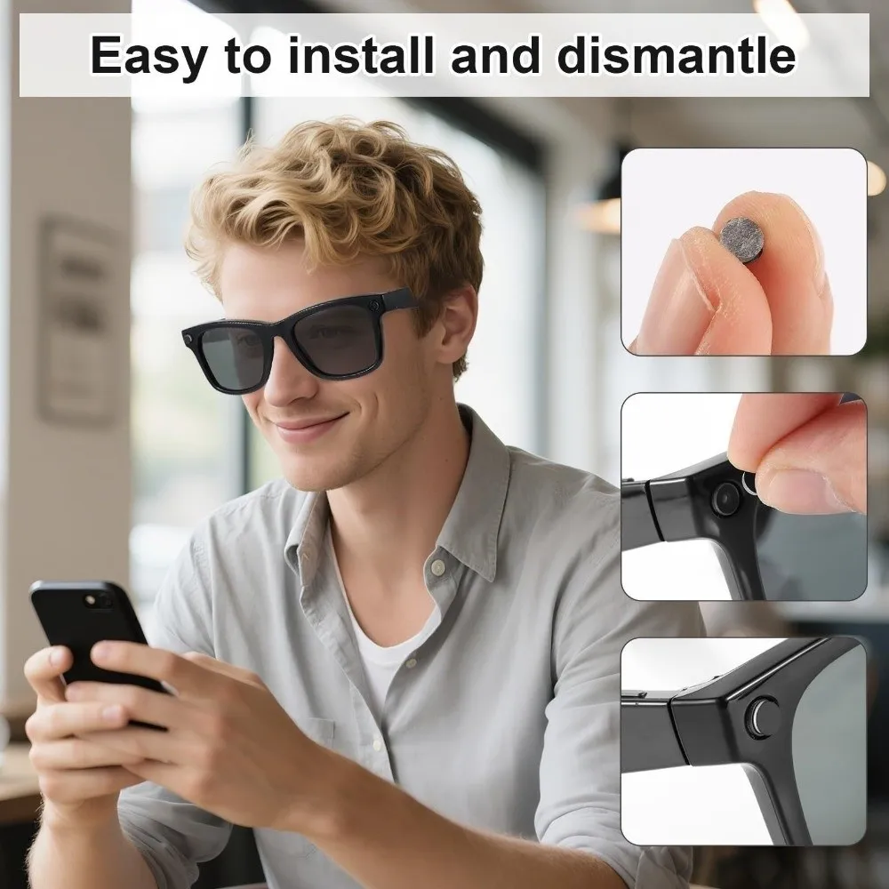 저점착 LED 라이트 차단 스티커 미끄럼 방지 재부착 가능 선글라스용 차광막 레이밴 메타 웨이페어러/스카일러/헤드라인용