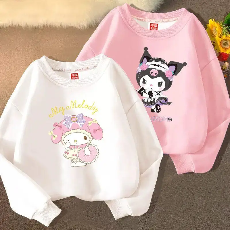 

Kawaii Sanrio Kuromi My Melody Anime Cartoon Cute Children Top Thickened Version Spring Autumn Seasons Comfort Leisure Top