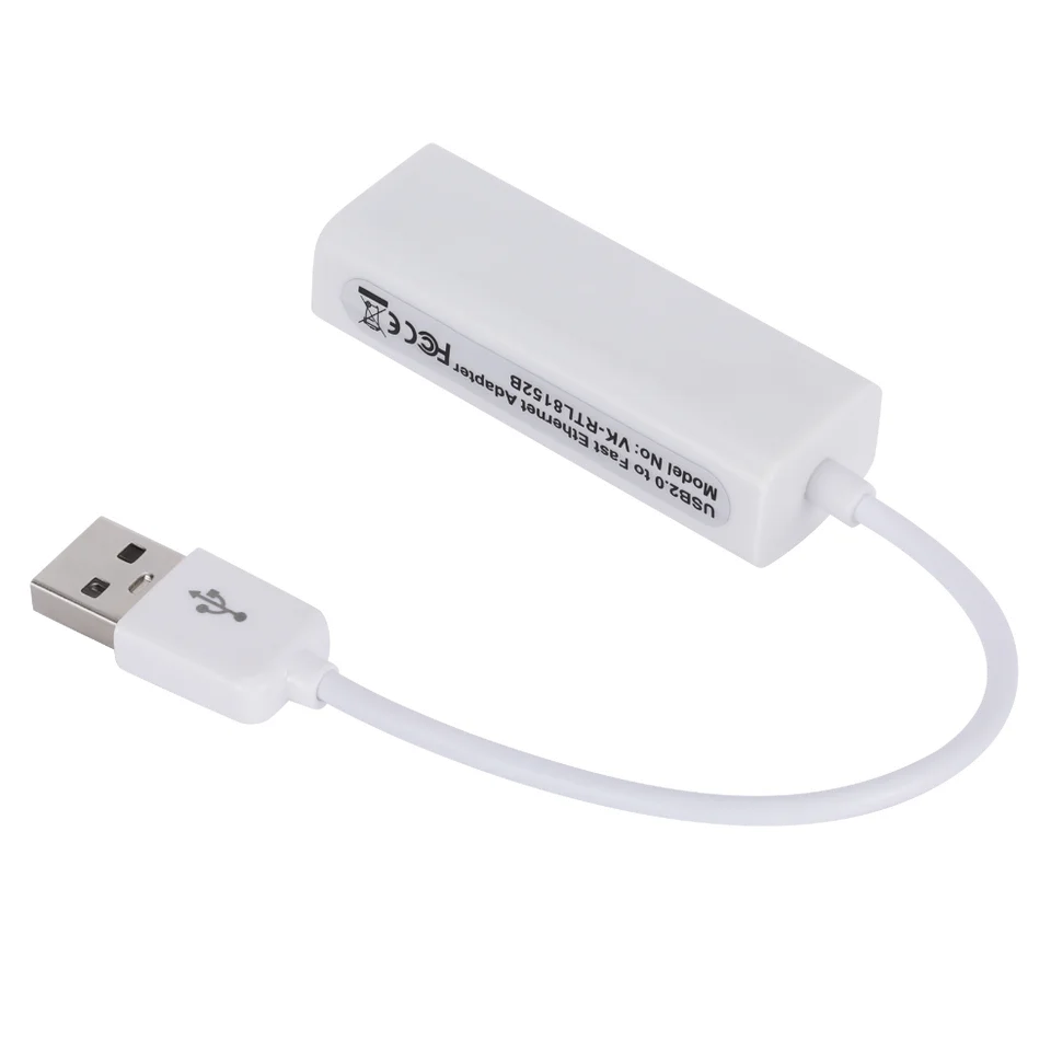 Adattatore Ethernet USB 2.0 A RJ45, 100 Mbps, Per Laptop E Desktop, Con Chip 8152, Nero