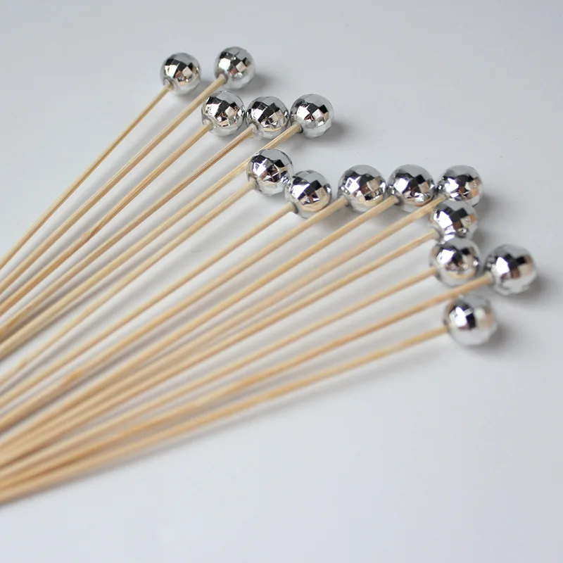 

Disco Ball Fruit Sticks Earth Mirror Cocktail Sticks Disposable Bamboo Sticks