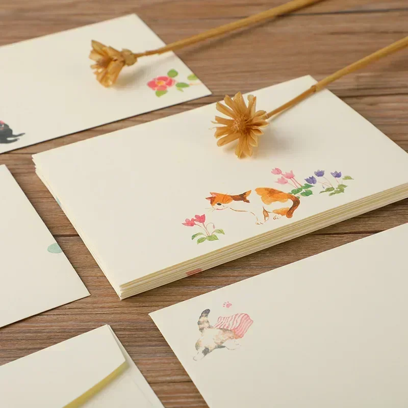 10pcs/set Cartoon Cat Envelopes for Letter Pads Cute Paper Envelope DIY Gift Wrap Wedding Party Invitation Card CoverStationery kraft paper envelopes,mailing envelopes,mini envelopes,gift card envelopes